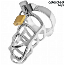 ADDICTED TOYS LOCKED - SILVER LOCK METAL PENIS CAGE SIZE S 2