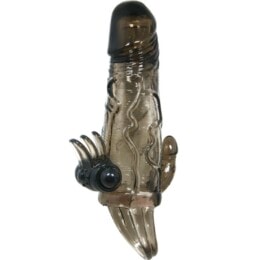 BAILE - BRAVE MAN PENIS COVER WITH CLIT AND ANAL STIMULATION DOUBLE BULLET BLACK 16.5 CM 2
