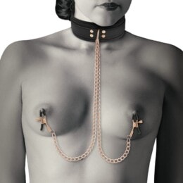 COQUETTE - CHIC DESIRE FANTASY NIPPLE CLAMP NECKLACE WITH NEOPRENE LINING