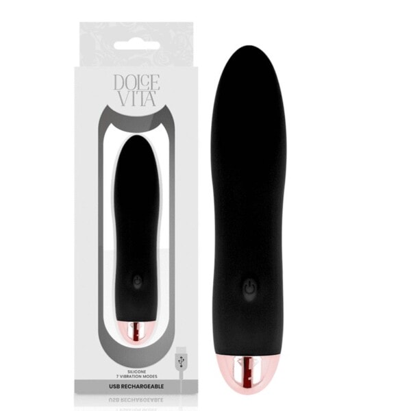 DOLCE VITA - RECHARGEABLE VIBRATOR FOUR BLACK 7 SPEEDS 2