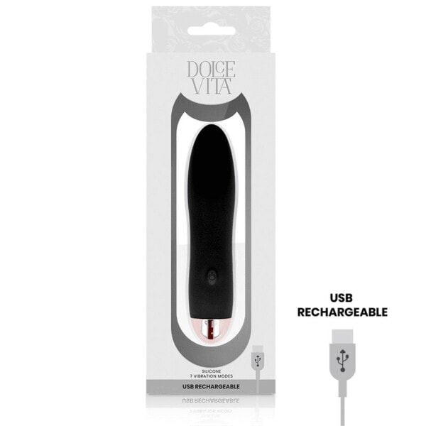 DOLCE VITA - RECHARGEABLE VIBRATOR FOUR BLACK 7 SPEEDS 3