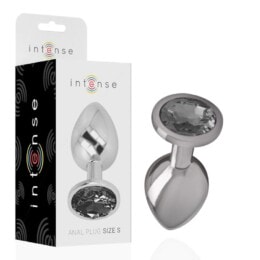 Intense - Aluminum Metal Anal Plug With Black Crystal Size S