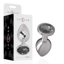 Intense - Aluminum Metal Anal Plug With Black Glass Size L