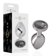 Intense - Aluminum Metal Anal Plug With Black Glass Size M