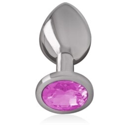Intense - Aluminum Metal Anal Plug With Pink Crystal Size M-1