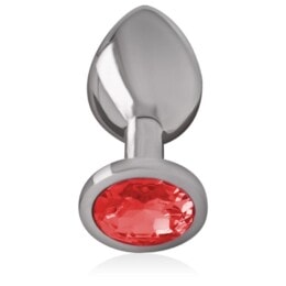 Intense - Aluminum Metal Anal Plug With Red Crystal Size S-1