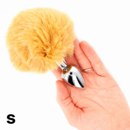 KINK - STAINLESS STEEL PLUG 7 x 3 CM WITH BEIGE FAUX FUR RABBIT TAIL 8 CM 2