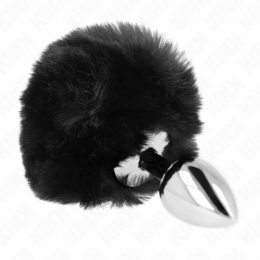 KINK - STAINLESS STEEL PLUG 7 x 3 CM WITH BLACK FAUX FUR RABBIT TAIL 8 CM 2