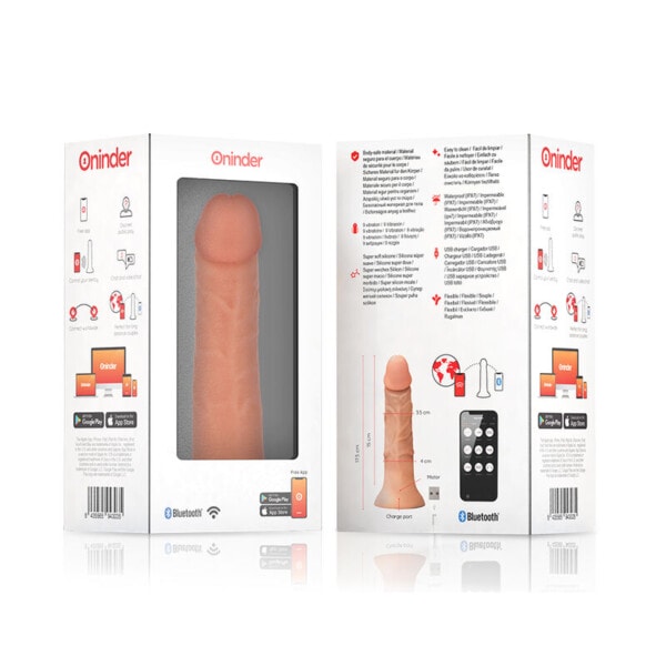 ONINDER - SMALL BOGOTÁ VIBRATOR DILDO 9 SPEEDS NATURAL 17.5 CM -O- 4 CM - FREE APP 8