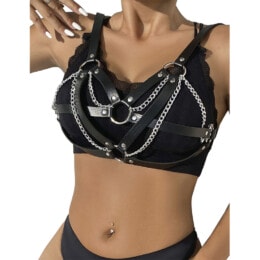 SUBBLIME - 953713 PUNK BONDAGE BELT METAL BUCKLE BLACK ONE SIZE 2